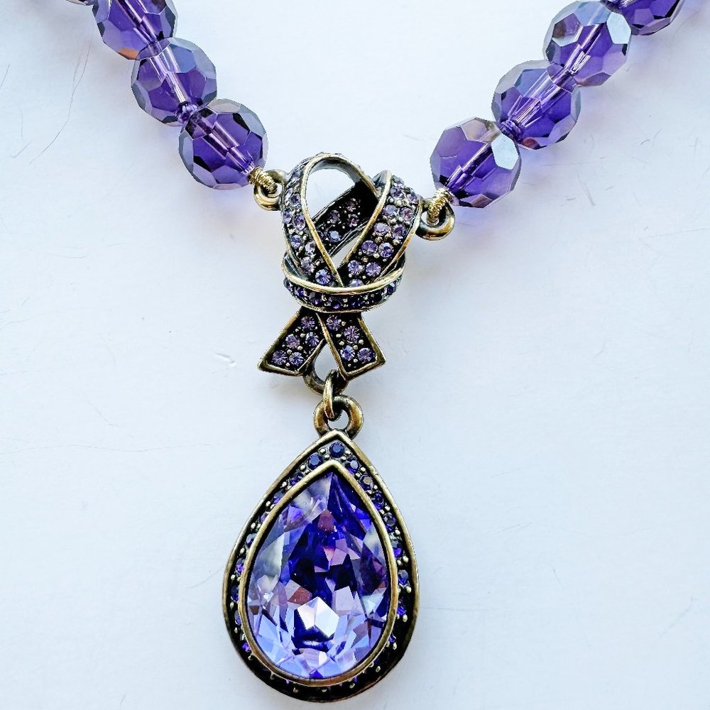 Heidi Daus Purple Crystal Necklace, Art Deco Style 20"